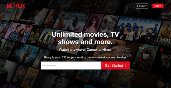 Netflix home page