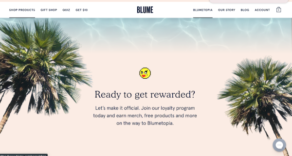 Screenshot of Blume Home Page
