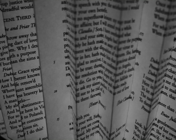 black-and-white, paper, text, print, close-up, folded, page