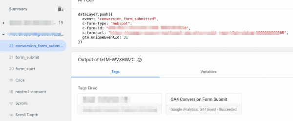 GTM preview with relevent debug information