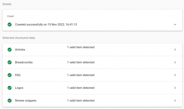 FAQ Schema test results