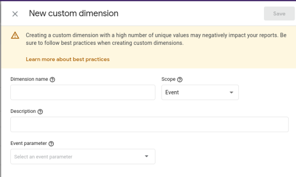 New Custom Dimension - GA4