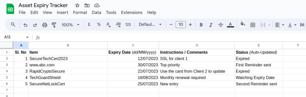 Digital Assets Expiry Tracker