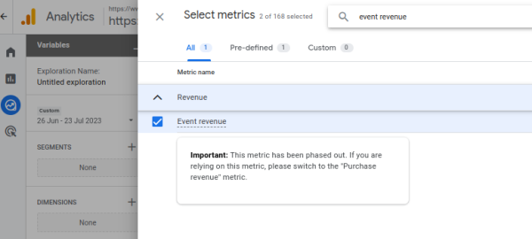 GA4 Event Revenue Metrics Phased Out