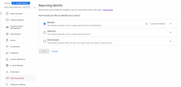 Reporting Identity - GA4