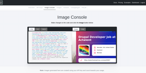 HTML CSS to Image