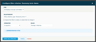 Configure Views Filter criteria